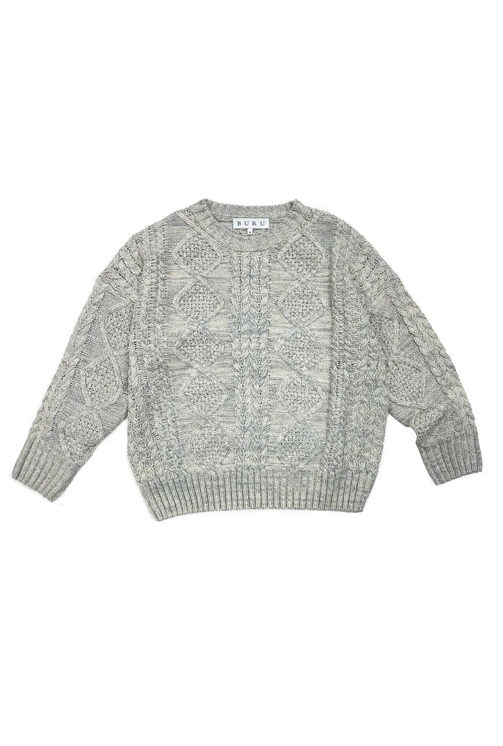 BURU White Label Clothing Cable Knit Fisherman Sweater - Grey 3 BURU White Label Clothing Cable Knit Fisherman Sweater - Grey