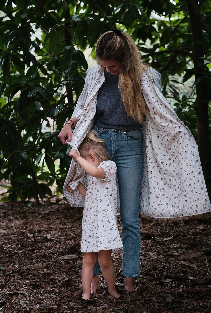 BURU Pink Label Reversible Car Coat - Blue Ticking & Floral Tops 7 BURU Pink Label Reversible Car Coat - Blue Ticking & Floral Tops