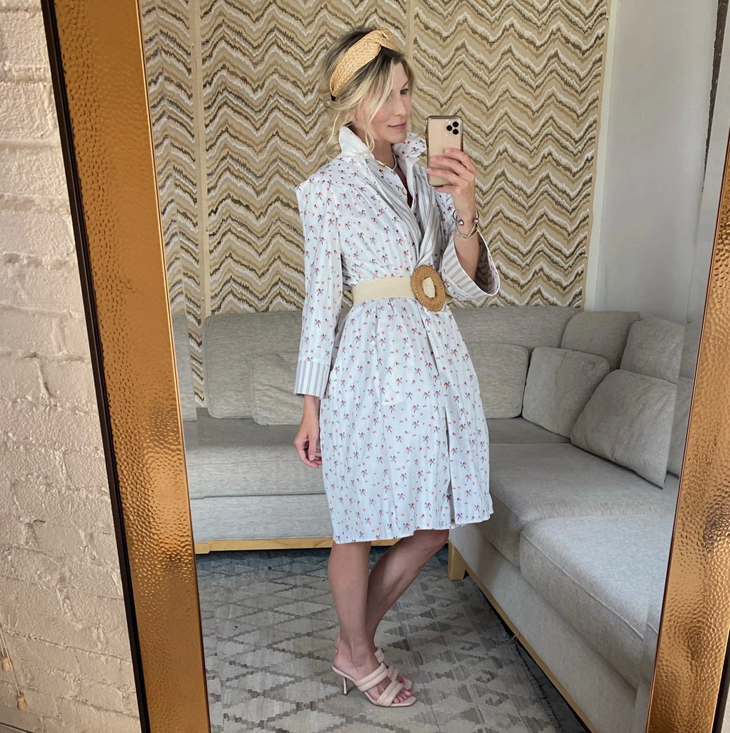 BURU Pink Label Reversible Car Coat - Blue Ticking & Floral Tops 16 BURU Pink Label Reversible Car Coat - Blue Ticking & Floral Tops