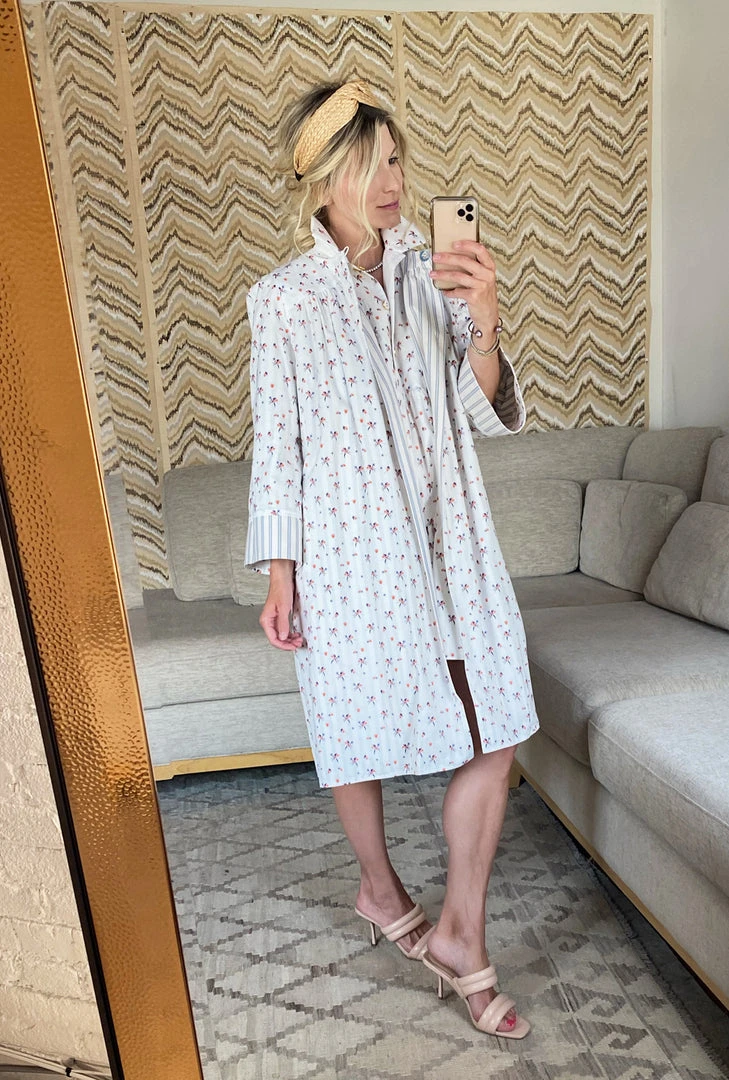 BURU Pink Label Reversible Car Coat - Blue Ticking & Floral Tops 11 BURU Pink Label Reversible Car Coat - Blue Ticking & Floral Tops