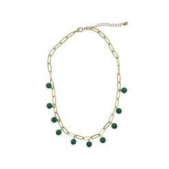 Buru Accessories Link Chain - Malachite & Gold