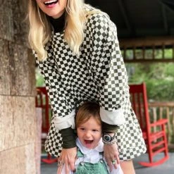 BURU White Label Everyday Pullover - Olive & Ivory Check Clothing