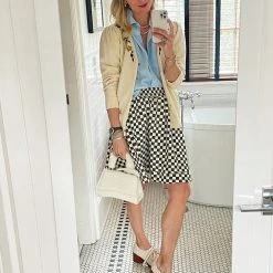 BURU Pink Label Everyday MINI Skirt - Olive & Ivory Check - PRE-SALE