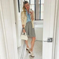 BURU Pink Label Everyday MINI Skirt - Olive & Ivory Check - PRE-SALE