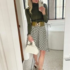 BURU Pink Label Everyday MINI Skirt - Olive & Ivory Check - PRE-SALE
