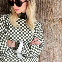 BURU White Label Everyday Pullover - Olive & Ivory Check Clothing