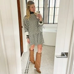 BURU Pink Label Everyday MINI Skirt - Olive & Ivory Check - PRE-SALE