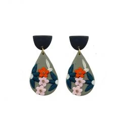 Buru Accessories Clay Floral Baubles - Grey & Lilac