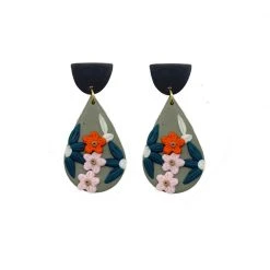 Buru Accessories Clay Floral Baubles - Grey & Lilac