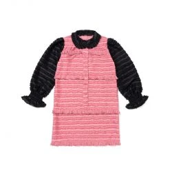 BURU White Label Peter Pan Collar Mini Dress - Rose & Black Fringe 25 BURU White Label Peter Pan Collar Mini Dress - Rose & Black Fringe