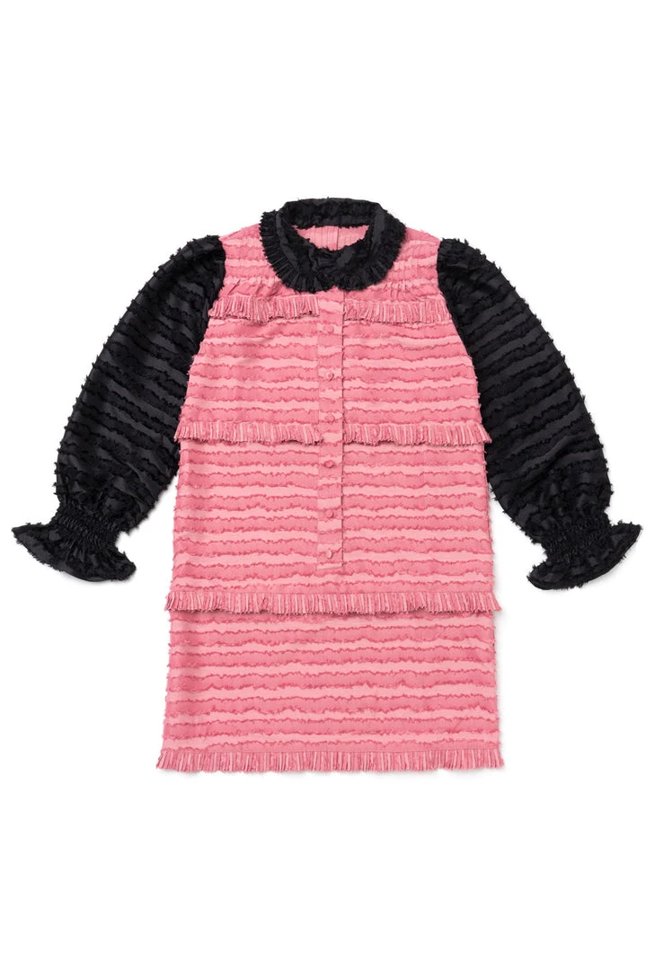 BURU White Label Peter Pan Collar Mini Dress - Rose & Black Fringe 3 BURU White Label Peter Pan Collar Mini Dress - Rose & Black Fringe
