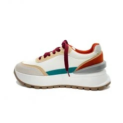 Buru Accessories Color Block Sneakers - Tan, Teal & Rust
