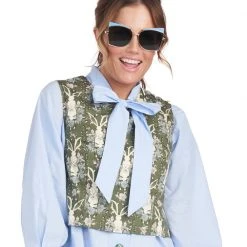 BURU Pink Label Bow Blouse - Blue Poplin Clothing