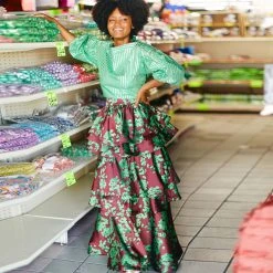 BURU White Label Clothing Teagan Tiered Skirt - Crimson Floral