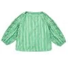 BURU White Label Cropped Button Sleeve Blouse - Green & Silver Pinstripe