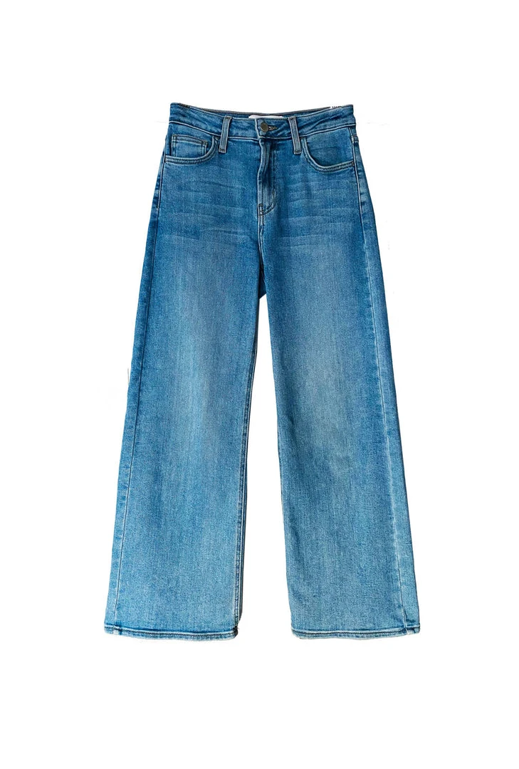 BURU White Label Wide Leg Cropped Jeans - Medium Wash Clothing 3 BURU White Label Wide Leg Cropped Jeans - Medium Wash Clothing