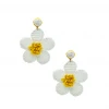 Buru Accessories Raffia Earrings - Yellow & White Daisy