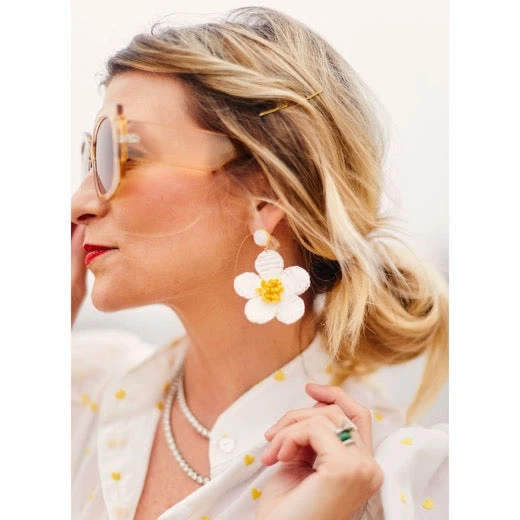 Buru Accessories Raffia Earrings - Yellow & White Daisy 5 Buru Accessories Raffia Earrings - Yellow & White Daisy