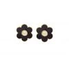 Buru Accessories Enamel & Pearl Daisy Earrings - Black