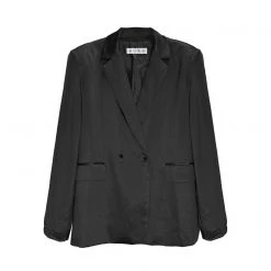 BURU White Label Clothing Double-Breasted Blazer - Black Satin