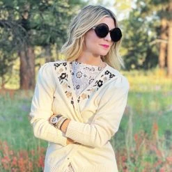 BURU White Label Les Fleurs Embroidered Cardigan - Ivory