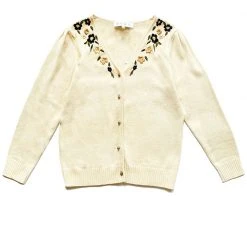 BURU White Label Les Fleurs Embroidered Cardigan - Ivory