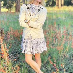 BURU White Label Les Fleurs Embroidered Cardigan - Ivory