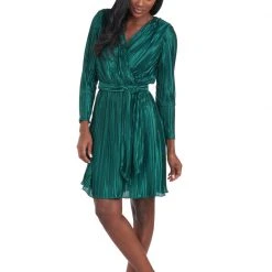 BURU White Label Pleated Mini Dress - Emerald Clothing