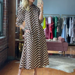 BURU Pink Label Everyday Caftan - Chocolate Stripes