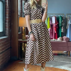 BURU Pink Label Everyday Caftan - Chocolate Stripes