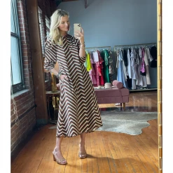 BURU Pink Label Everyday Caftan - Chocolate Stripes