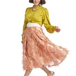 BURU White Label Eyelash Elastic Waist Skirt - Rose Gold Clothing