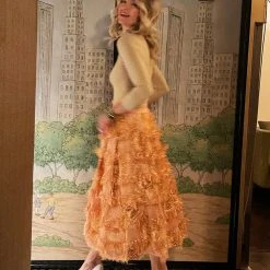 BURU White Label Eyelash Elastic Waist Skirt - Rose Gold Clothing