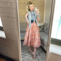 BURU White Label Eyelash Elastic Waist Skirt - Rose Gold Clothing