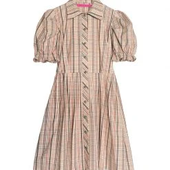 BURU Pink Label Puff Sleeve MINI Shirtdress - Fall Plaid