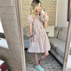 BURU Pink Label Puff Sleeve MINI Shirtdress - Fall Plaid