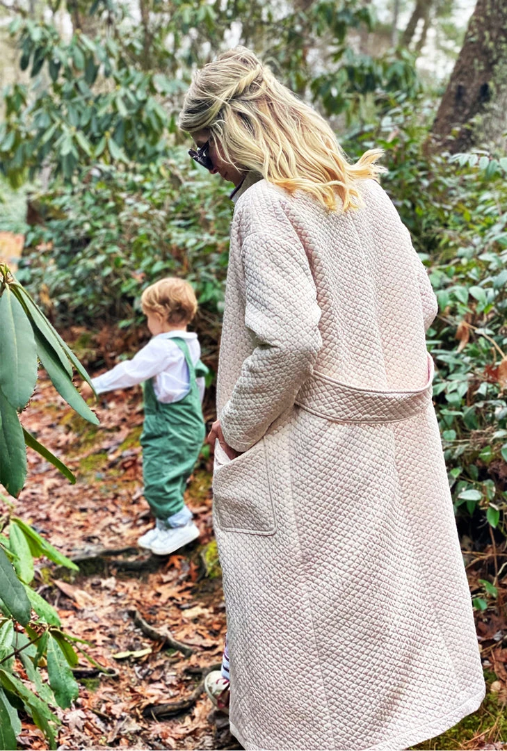 BURU White Label Open Car Coat - Quilted Fawn 4 BURU White Label Open Car Coat - Quilted Fawn