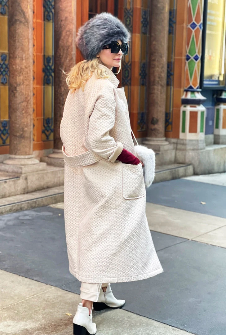 BURU White Label Open Car Coat - Quilted Fawn 6 BURU White Label Open Car Coat - Quilted Fawn