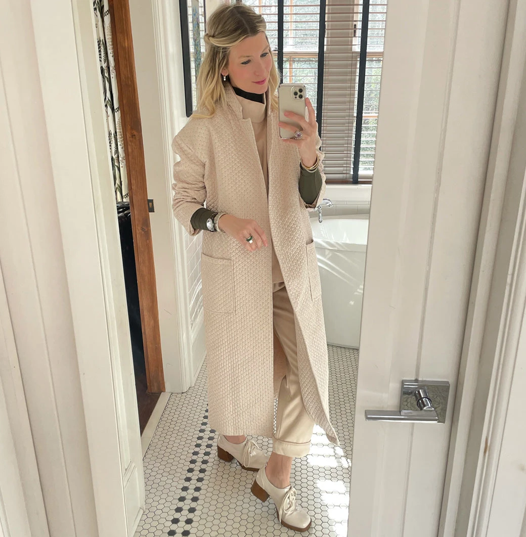 BURU White Label Open Car Coat - Quilted Fawn 14 BURU White Label Open Car Coat - Quilted Fawn