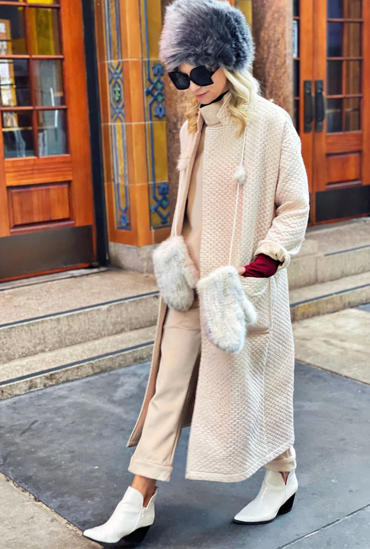 BURU White Label Open Car Coat - Quilted Fawn 5 BURU White Label Open Car Coat - Quilted Fawn