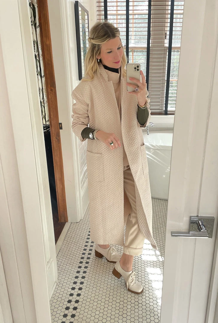 BURU White Label Open Car Coat - Quilted Fawn 8 BURU White Label Open Car Coat - Quilted Fawn