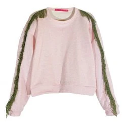 BURU White Label Clothing Fringe Dipped Everyday Pullover - Pink Heathered