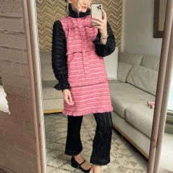 BURU White Label Peter Pan Collar Mini Dress - Rose & Black Fringe 18 BURU White Label Peter Pan Collar Mini Dress - Rose & Black Fringe