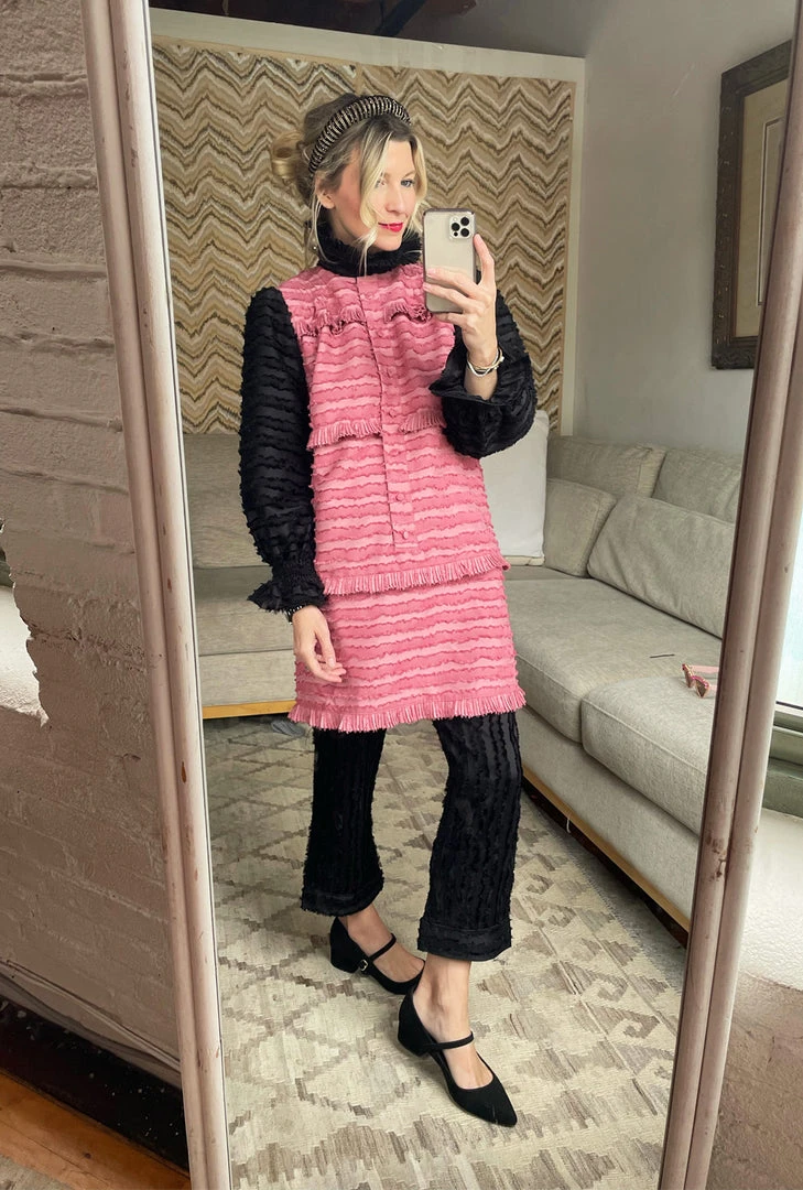 BURU White Label Peter Pan Collar Mini Dress - Rose & Black Fringe 7 BURU White Label Peter Pan Collar Mini Dress - Rose & Black Fringe