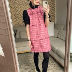 BURU White Label Peter Pan Collar Mini Dress - Rose & Black Fringe 16 BURU White Label Peter Pan Collar Mini Dress - Rose & Black Fringe