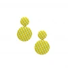 Buru Accessories Round Pin Earrings - Yellow Gingham
