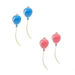 Buru Accessories Gender Reveal Balloon Earrings Set - Pink & Blue