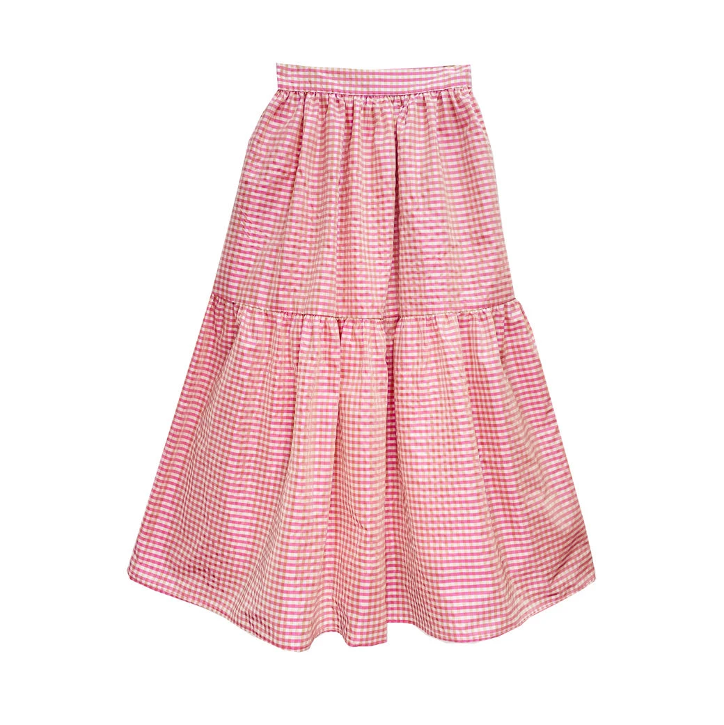 BURU Pink Label BURU X TSCS Tiered Midi Skirt - Pink Gingham Clothing 11 BURU Pink Label BURU X TSCS Tiered Midi Skirt - Pink Gingham Clothing