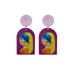 Buru Accessories Girl With The Pearl Earrings - Purple