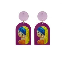 Buru Accessories Girl With The Pearl Earrings - Purple